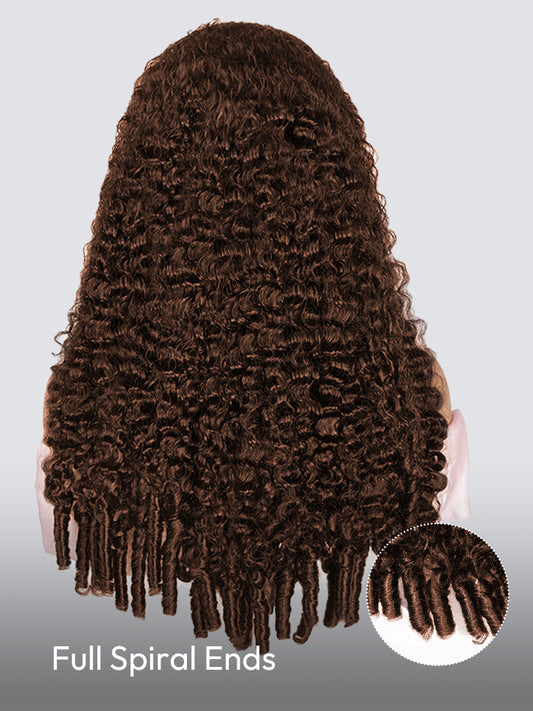 Niki Hair Color #4 Burmese Curl Glueless Transparent Lace Wigs(ID:10034)