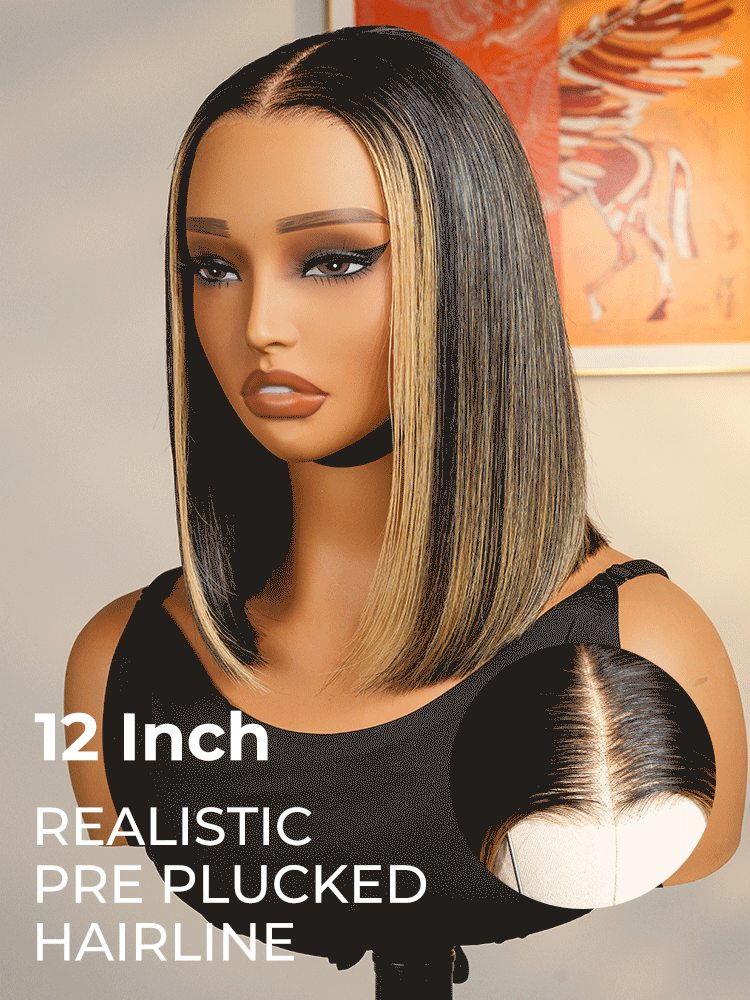 Niki Hair Salon-Grade Foil Highlight Short Bob HD Lace Wigs（ID：40012）