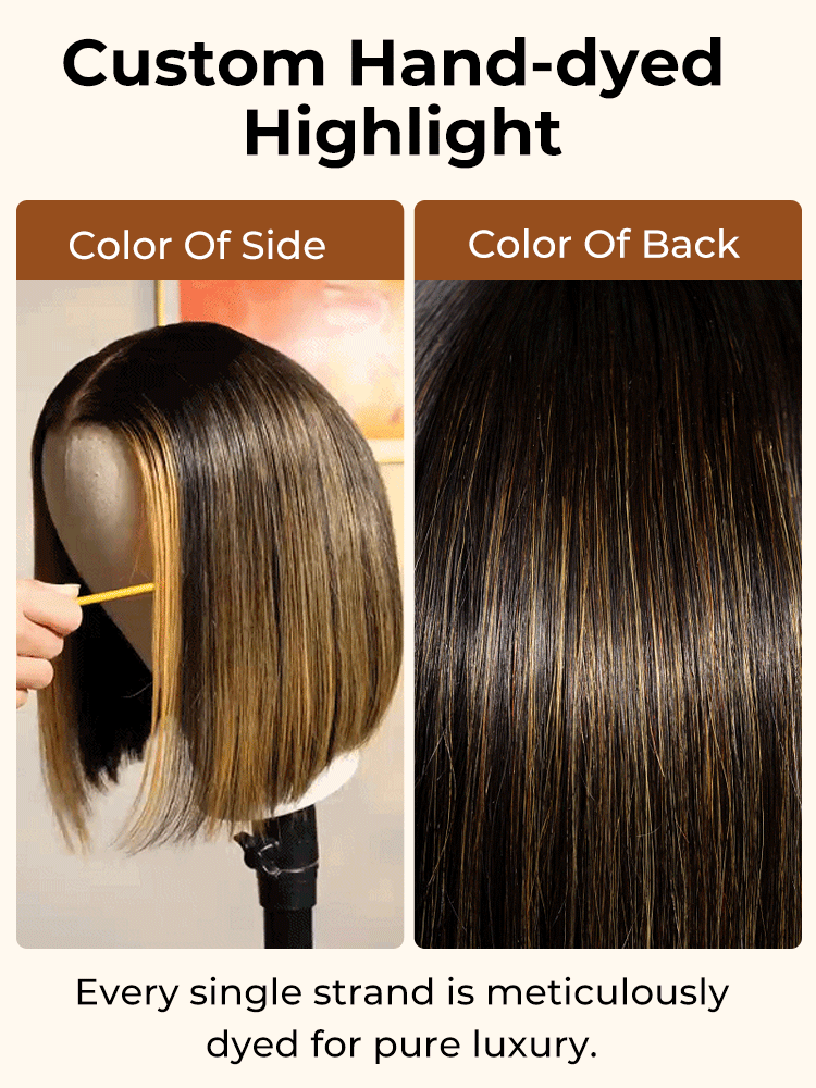 Niki Hair Salon-Grade Foil Highlight Short Bob HD Lace Wigs（ID：40012）