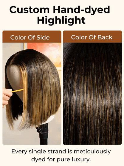 Niki Hair Salon-Grade Foil Highlight Short Bob HD Lace Wigs（ID：40012）