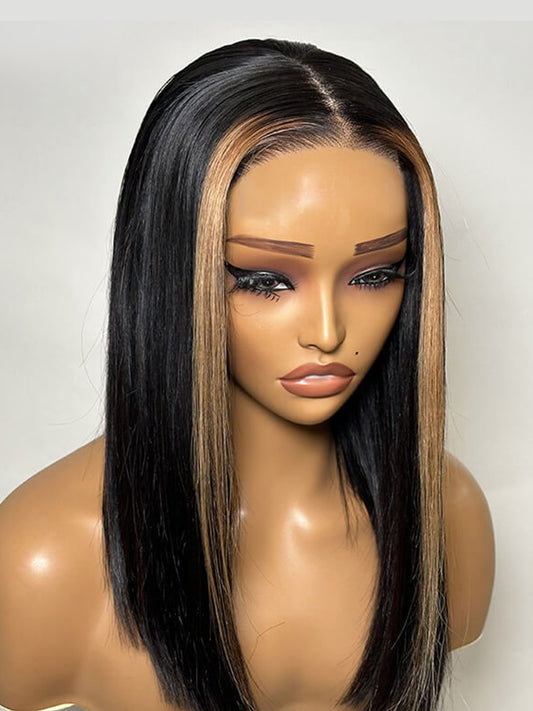 Niki Hair Middle Parting Glueless HD Lace Wigs With Highlights Streaks（ID：40013）