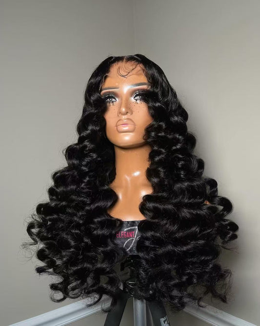 Niki Hair Glueless Loose Wave Middle Part Pre Plucked Lace  Frontal Wigs(ID:10017)