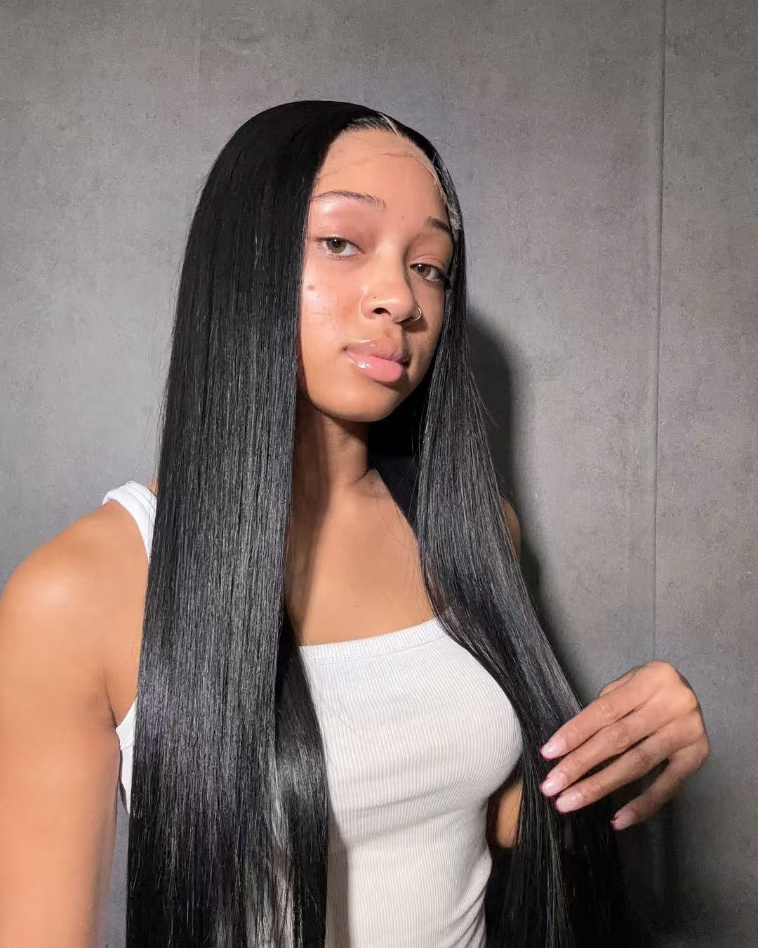 Niki Hair Glueless Silky Straight Pre Plucked Lace  Frontal Wigs（10019)