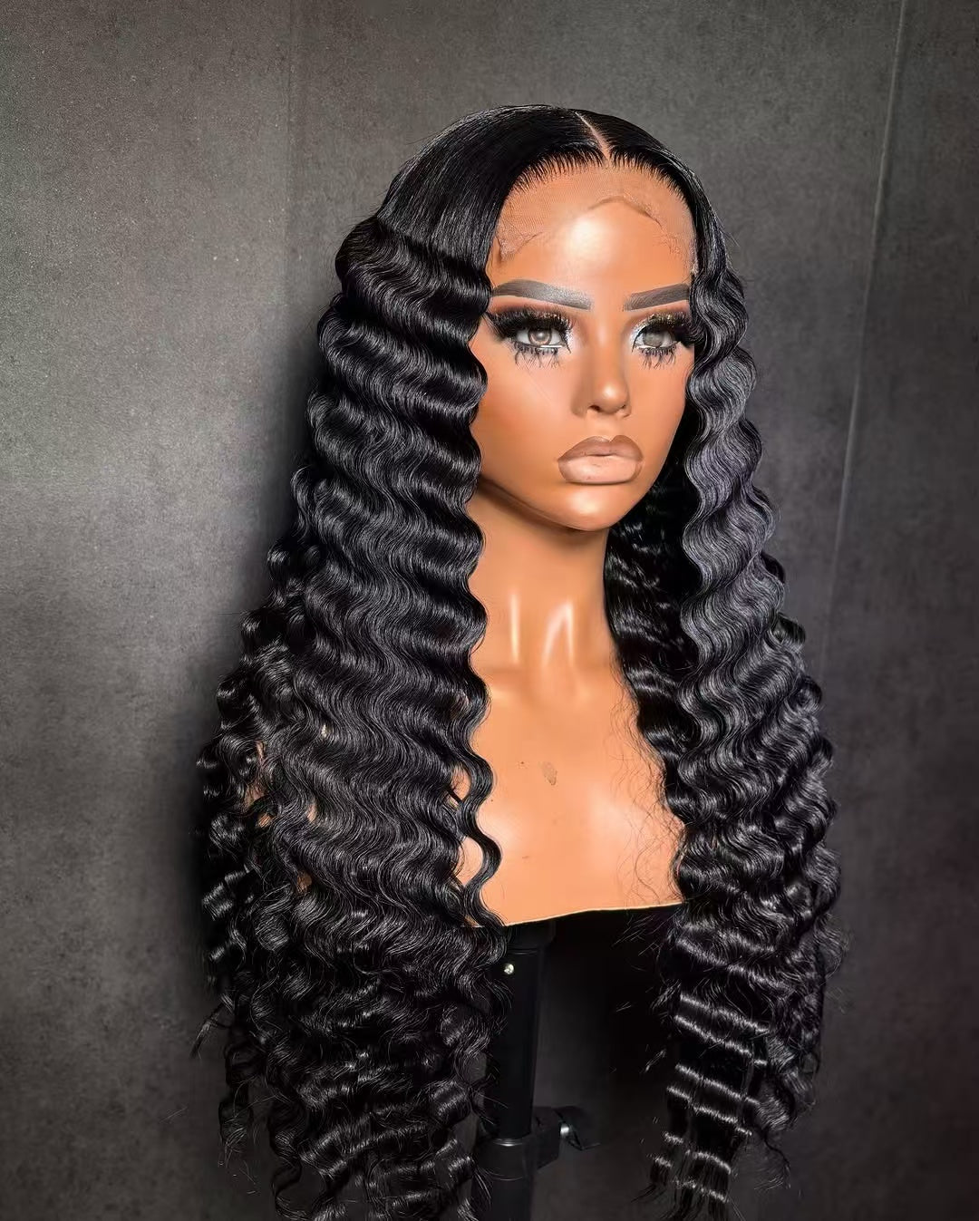 Niki Hair Glueless Deep Wave Middle Part Pre Plucked Lace  Frontal Wigs(ID:10033）