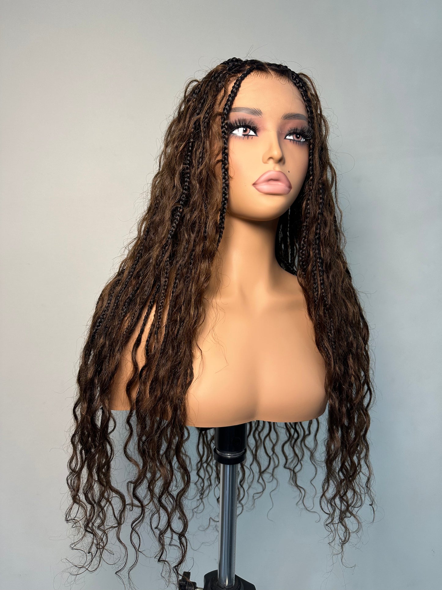 HD Full lace Boho braids wigs bleached knots