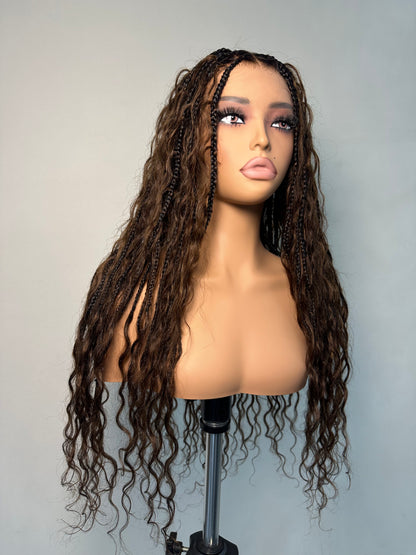 HD Full lace Boho braids wigs bleached knots