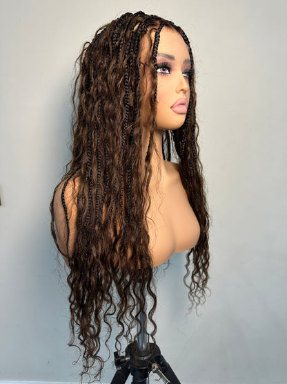 HD Full lace Boho braids wigs bleached knots