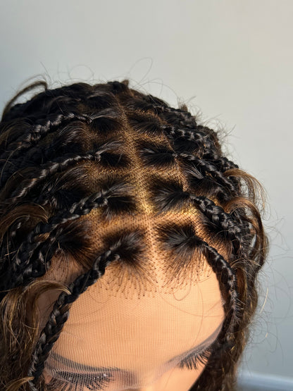 HD Full lace Boho braids wigs bleached knots