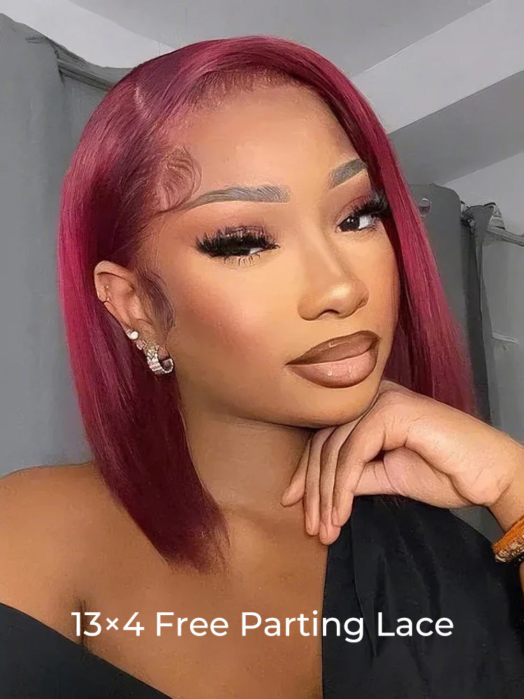 Niki Hair Free Style Burgundy Color Transparent Lace Wigs（ID：40014）