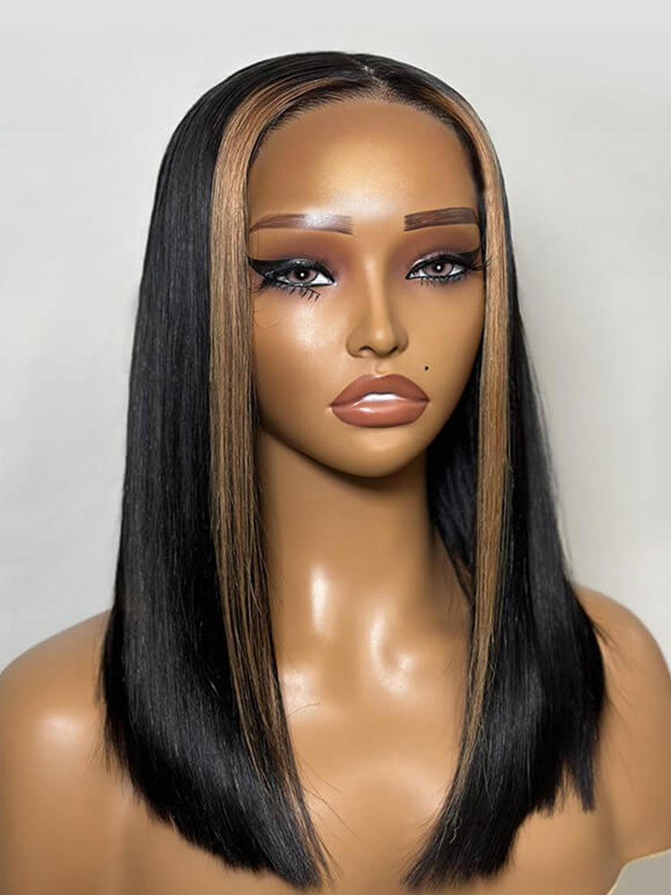 Niki Hair Middle Parting Glueless HD Lace Wigs With Highlights Streaks（ID：40013）
