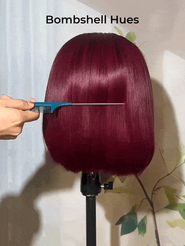 Niki Hair Free Style Burgundy Color Transparent Lace Wigs（ID：40014）