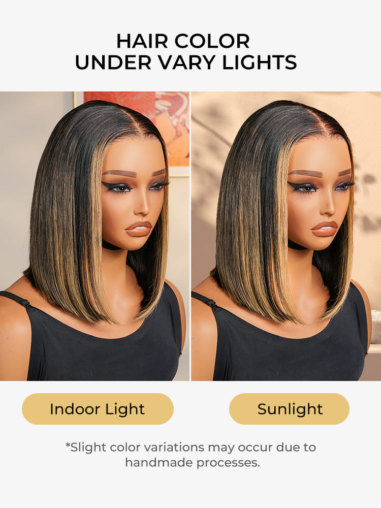 Niki Hair Salon-Grade Foil Highlight Short Bob HD Lace Wigs（ID：40012）