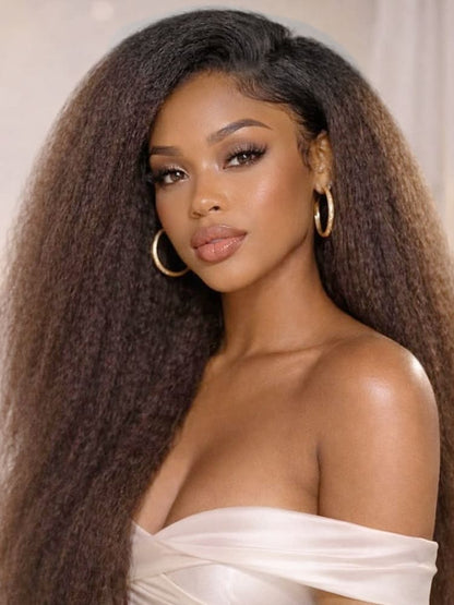 Niki Hair Brown Ombre Yaki Straight HD Lace Wigs（ID：30035）