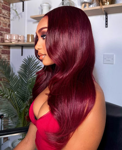 Niki Hair Glueless Middle Part 99j# Pre Plucked Lace  Frontal Wigs(ID:10032)