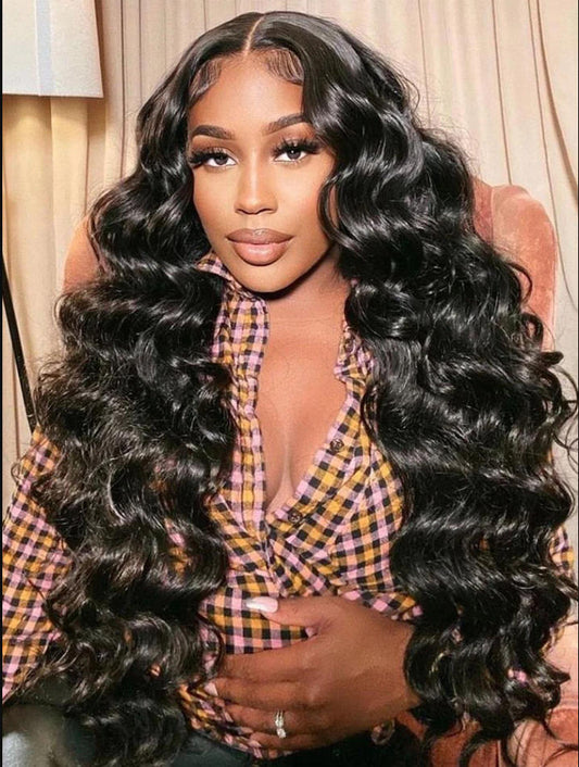Niki Hair Glueless Loose Wave Middle Part Pre Plucked Lace  Frontal Wigs(ID:10017)