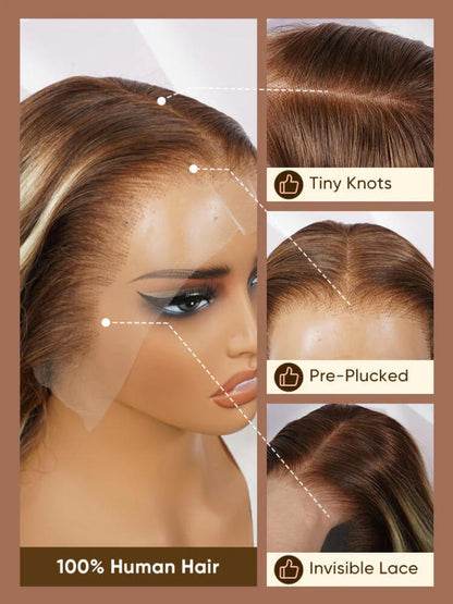 NIiki Hair Free Parting Highlights #P4/613 Body Wave Lace Front Wigs (50011)