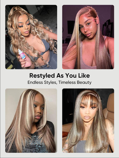 NIiki Hair Free Parting Highlights #P4/613 Body Wave Lace Front Wigs (50011)