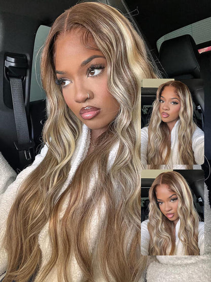 NIiki Hair Free Parting Highlights #P4/613 Body Wave Lace Front Wigs (50011)