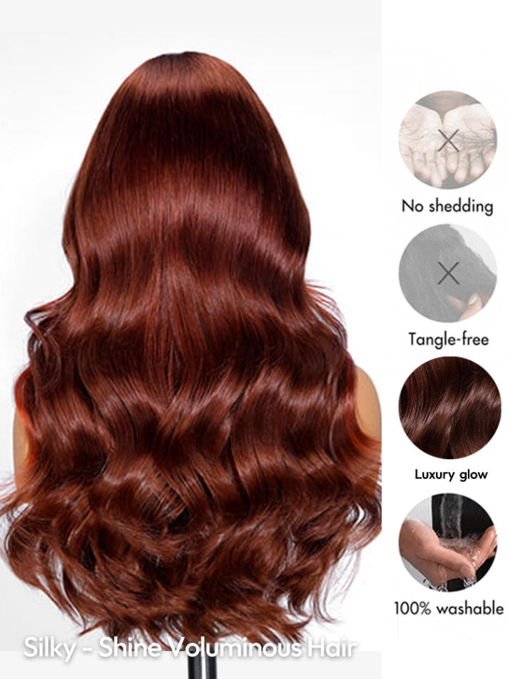 Niki Hair Hightlight Wig With Ombre Brown And Orange Body Wave Lace Wigs(ID:10012）
