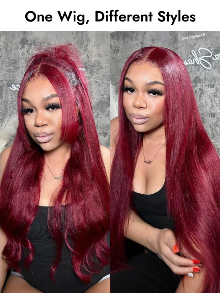 Niki Hair Glueless Middle Part Pre Plucked Burgundy Lace  Frontal Wigs(ID:10035）