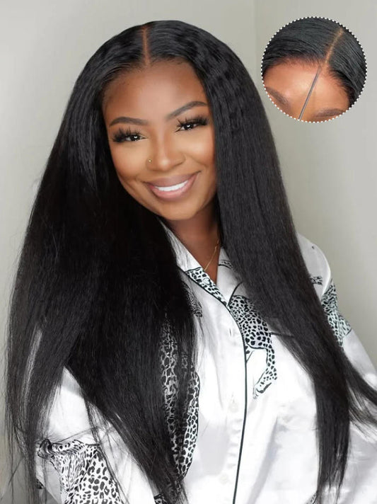 Niki Hair Kinky Straight Glueless Transparent Lace Wigs(ID:10036）