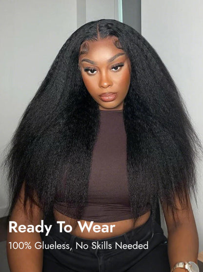 Niki Hair Kinky Straight Glueless Transparent Lace Wigs(ID:10036）