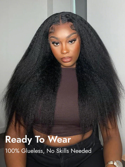 Niki Hair Kinky Straight Glueless Transparent Lace Wigs(ID:10036）