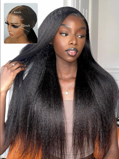 Niki Hair Kinky Straight Glueless Transparent Lace Wigs(ID:10036）