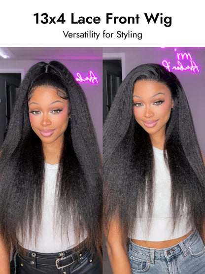 Niki Hair Kinky Straight Glueless Transparent Lace Wigs(ID:10036）