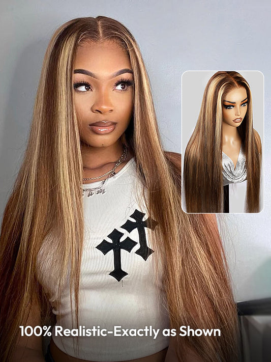 Niki Hair Glueless Silk Straight Middle Part Pre Plucked Lace  Frontal Wigs(ID:10030)