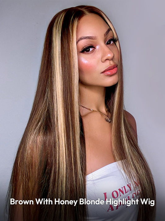 Niki Hair Glueless Silk Straight Middle Part Pre Plucked Lace  Frontal Wigs(ID:10030)