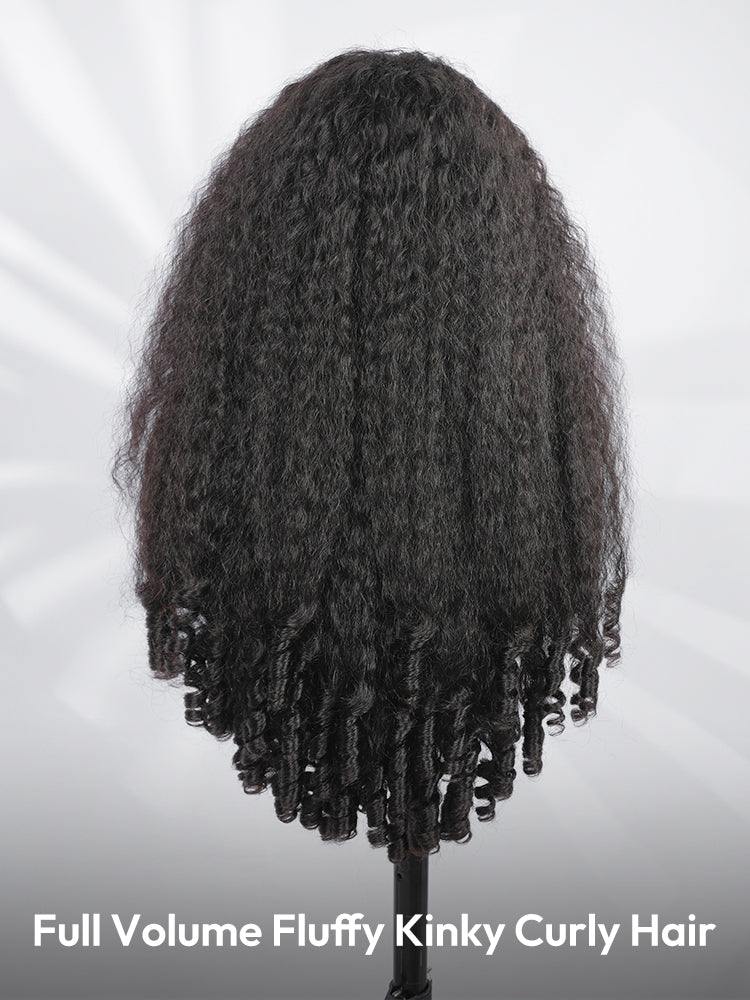 Niki Hair Free Parting Kinky Straight with Spiral Curly Ends HD Lace Wigs（ID：30036）