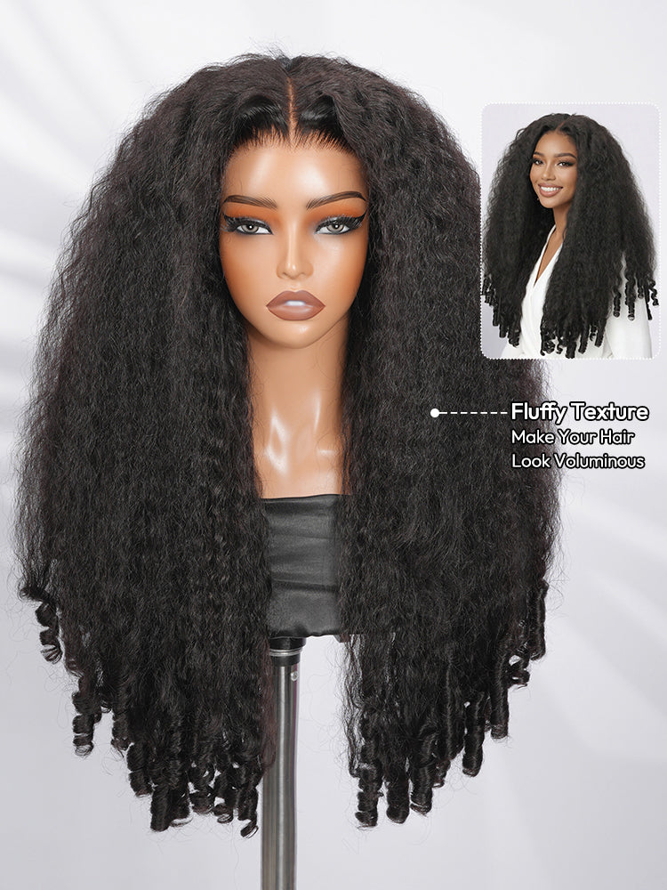 Niki Hair Free Parting Kinky Straight with Spiral Curly Ends HD Lace Wigs（ID：30036）