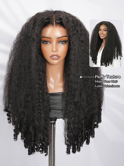 Niki Hair Free Parting Kinky Straight with Spiral Curly Ends HD Lace Wigs（ID：30036）