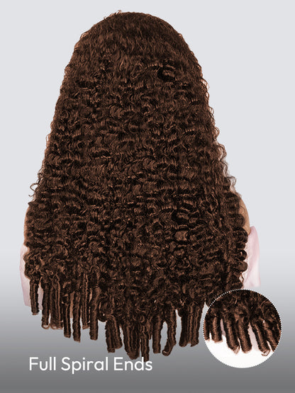 Niki Hair Color #4 Burmese Curl Glueless Transparent Lace Wigs(ID:10034）