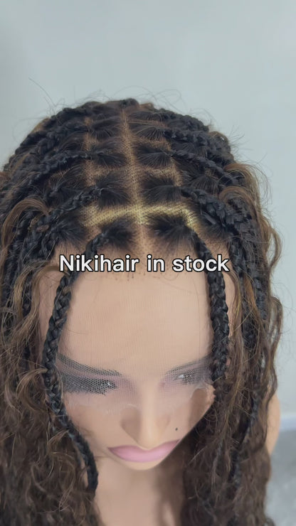 HD Full lace Boho braids wigs bleached knots