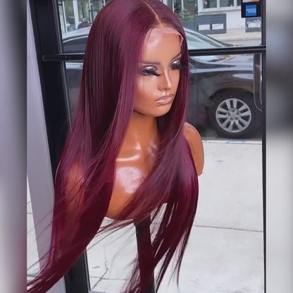 Niki Hair Glueless Pre Plucked Burgundy Hair HD Lace Wigs（ID：30012)