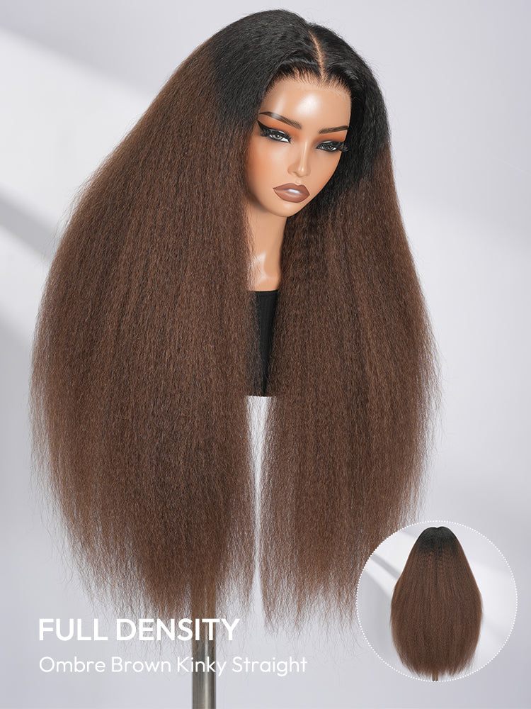 Niki Hair Brown Ombre Yaki Straight HD Lace Wigs（ID：30035）