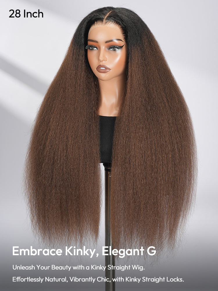 Niki Hair Brown Ombre Yaki Straight HD Lace Wigs（ID：30035）