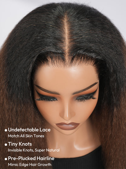 Niki Hair Brown Ombre Yaki Straight HD Lace Wigs（ID：30035）
